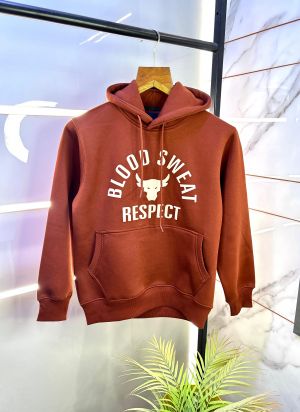 Under Armou r Brown Imported Printed Super Premium Hoodie F2976-BR