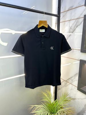 Calvin_Klein Black Imported Collar Neck Premium Polo T-shirt F2652-BL