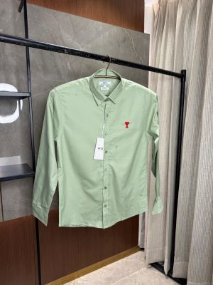 AMI PARIS GREEN RED HEART PREMIUM SHIRT AMI PARIS GREEN RED HEART PREMIUM SHIRT