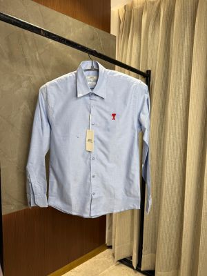AMI PARIS SKY BLUE RED HEART PREMIUM SHIRT AMI PARIS SKY BLUE RED HEART PREMIUM SHIRT