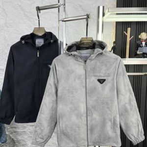 Prad_a Grey Zipper Jacket faded print with Metal logo