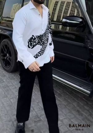 Balmai_n Cheetah Print Box Pack Full Sleeves Shirt White  Balmai_n Cheetah Print Box Pack Full Sleeves Shirt White