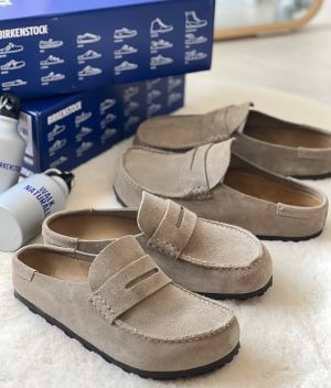 Birkenstock Naples Wrapped Suede olive Cream
