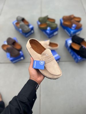 Birkenstock Naples Wrapped Suede olive Cream