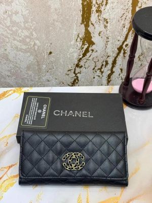 Chane_l Tri Fold Premium Quality Long Wallet With Box (1983-10) Chane_l Tri Fold Premium Quality Long Wallet With Box (1983-10)