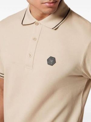 Philip Plein Beige Metal Logo Imported Polo T-Shirt Philip Plein Beige Metal Logo Imported Polo T-Shirt