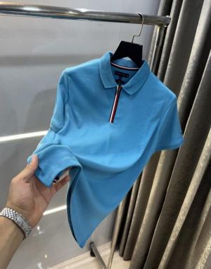 Tommy  Hilfiger English Blue Embroidery Work Premium Polo T-Shirt Tommy  Hilfiger English Blue Embroidery Work Premium Polo T-Shirt