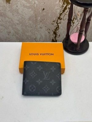 LOUIS _VUITTON BLACK PREMIUM WALLET WITH OG BOX MO NO - 45