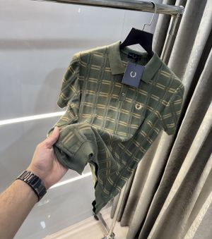 Fredperry Olive Premium Knitted Polo T-Shirt Fredperry Olive Premium Knitted Polo T-Shirt