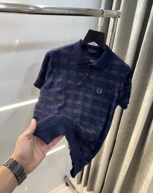 Fredperry Navy Blue Premium Knitted Polo T-Shirt Fredperry Navy Blue Premium Knitted Polo T-Shirt