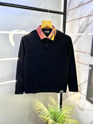 Versace Black Polo Neck Full Sleeves Premium Collar T-shirt F3095-B3