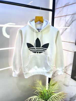 Adida s Imported White Printed Super Premium Hoodie F2975-W3 Adida s Imported White Printed Super Premium Hoodie F2975-W3