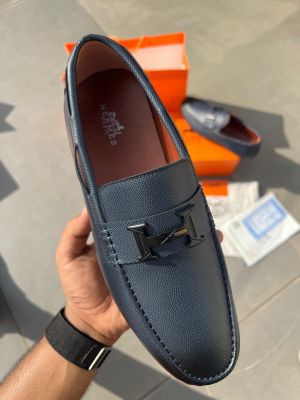 Hermees Leather Premium Loafer Navy