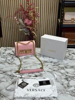 VERSACE JEANS COUTURE SAFFIANO LOCK CROSSBODY BAG WITH OG GIFT BOX & DUST BAG (PINK) VERSACE JEANS COUTURE SAFFIANO LOCK CROSSBODY BAG WITH OG GIFT BOX & DUST BAG (PINK)