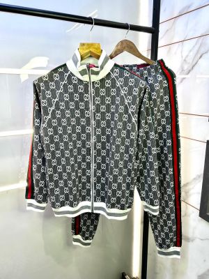 Gucc i Imported White Monogram Super Premium Track Suit With Brand Carry Bag F3149-WH