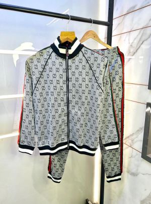 Gucc i Imported Grey Monogram Super Premium Track Suit With Brand Carry Bag F3149-GY