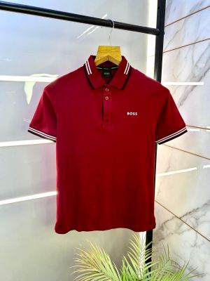 Hugo_Boss Maroon Premium Collar Neck Polo T-shirt F2884-MA