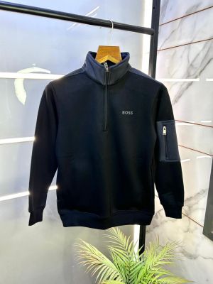 Boss Black Imported Super Premium Half Zipper Sweatshirts F3086-BL