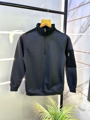 Boss Grey Imported Super Premium Half Zipper Sweatshirts F3086-GY