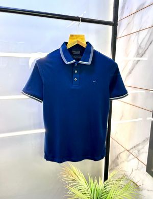 Emporio Arman_i Blue Polo Premium Collar Neck T-shirt F2922-BU