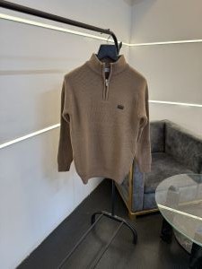 Dio r imported yarn soft feel knitted half zip sweater brown