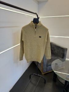 Dio r imported yarn soft feel knitted half zip sweater musturd