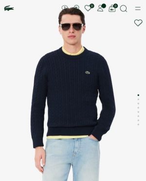 Lacost_E Cable Knite Cotton Sweater Blue Offical Article 