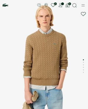 Lacost_E Cable Knite Cotton Sweater Beige Offical Article 