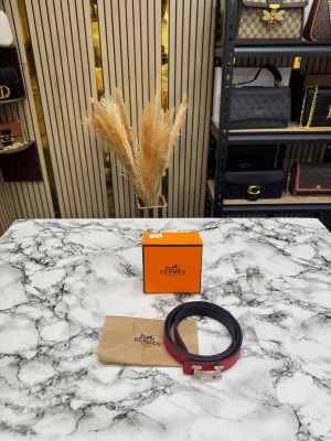 HERMES PREMIUM BELT WITH OG BOX DUST BAG H49-RED
