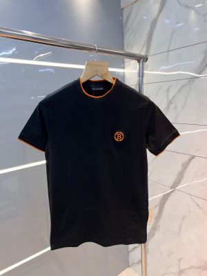 Balmai n Paris Black Premium Imported 240 GSM Interlock Lycra Fabric Round Neck with Rubber Logo and Back Printed Design Tshirt 2748