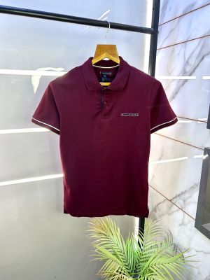 Tommy_Hilfiger Maroon Polo Premium Collar Neck T-shirt F2862-MA