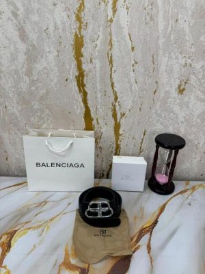 Balenciaga BB Buckle Belt With Box And Dust Bag Including Carry Bag (B62-S)(Black)