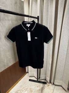 Lacost_e Black Polo Tshirt with Brand collar