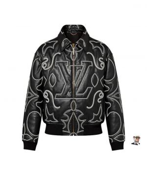 Loui_s Vuitton Turkey Imported Very Premium 100% Pure Leather Embroidered Jacket
