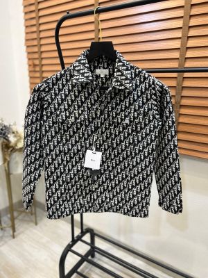Christian Dio_r Monogram Print Premium Imported Shacket Black Colour
