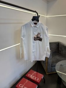 Gucc i x labubu imported cotton satin shirt white