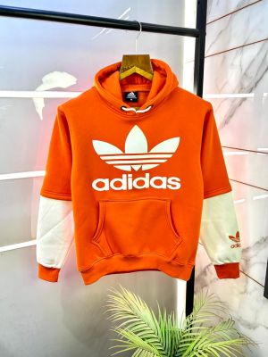 Adida s Imported Orange Printed Super Premium Hoodie F3120-OG