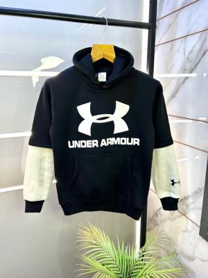 Under Armou r Imported Black Printed Super Premium Hoodie F3120-BL