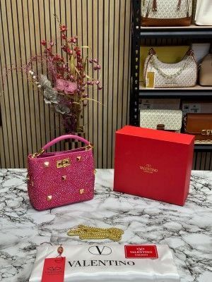 VALENTIN_O RHINESTONE LAVIE HANDBAG WITH BOX CARD DUST BAG (PINK)