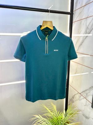 Hugo_Boss Green Premium Collar Neck Polo T-shirt F2920-GR