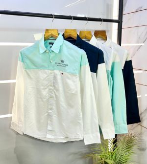 Tommy_Hilfiger White Oxford Lycra Premium Printed Shirts F2751-WH