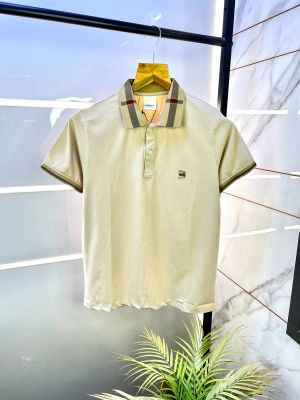 Burberr y Logo Cream Collar Neck Premium Polo T-shirt F2593-CR