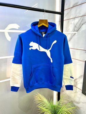 Pum a Imported Blue Printed Super Premium Hoodie F3120-BU