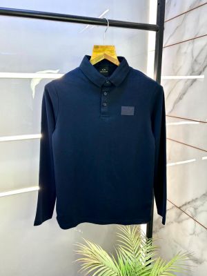 Arman_i Exchange Navy Polo Neck Full Sleeves Premium Collar T-shirt F3125-NY