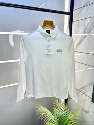 Arman_i Exchange White Polo Neck Full Sleeves Premium Collar T-shirt F3125-WH