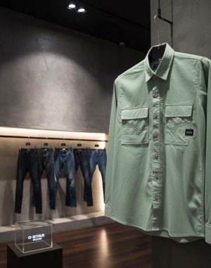 Gsta r Green Premium Shirt Cotton Fabric With custom Branded Button Tagging And Brand Poly Bag 3153