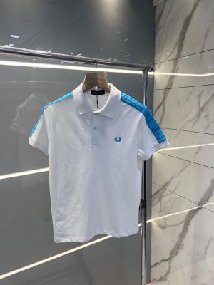 Fred Perr y White Premium Cotton Lycra Pique fabric Polo Tshirt with Collar Design and Embroidered Logo 2929