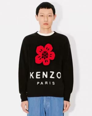 KENZO IMPORTED TRENDING FLOWER BLACK SWEATER