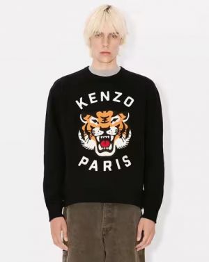 KENZO IMPORTED TRENDING TIGER BLACK SWEATER