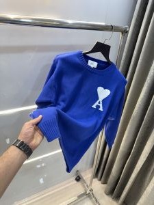 Ami Paris Blue Knitted Imported Pull Over